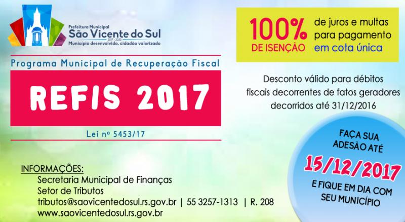 ATENÇÃO: ÚLTIMOS DIAS PARA ADERIR O REFIS 2017 (Programa de Recuperação Fiscal)