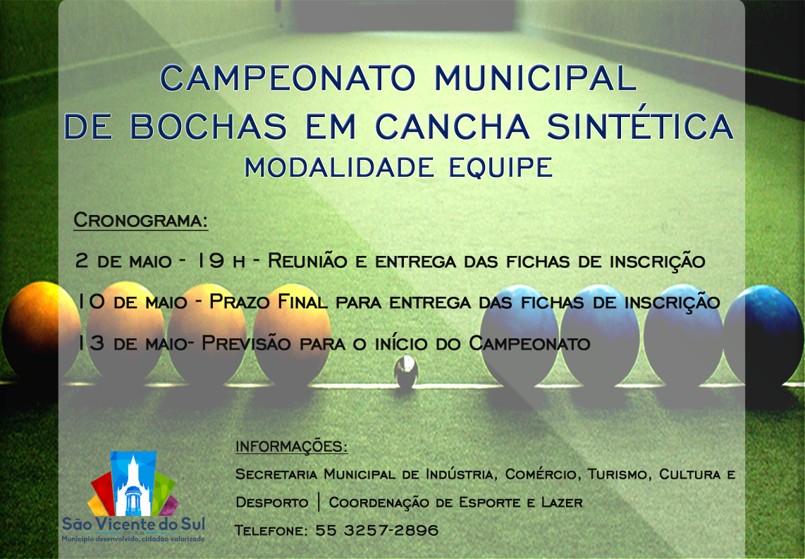 CAMPEONATO MUNICIPAL DE BOCHAS INICIARÁ NO MÊS DE MAIO