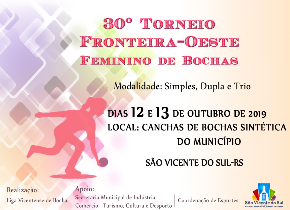 30º TORNEIO FRONTEIRA-OESTE FEMININO DE BOCHA