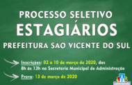 INSCRIÇÕES ABERTAS PARA O PROCESSO SELETIVO Nº 002/2020 PROGRAMA BOLSA ESTÁGIO – CIEE DE SÃO VICENTE DO SUL
