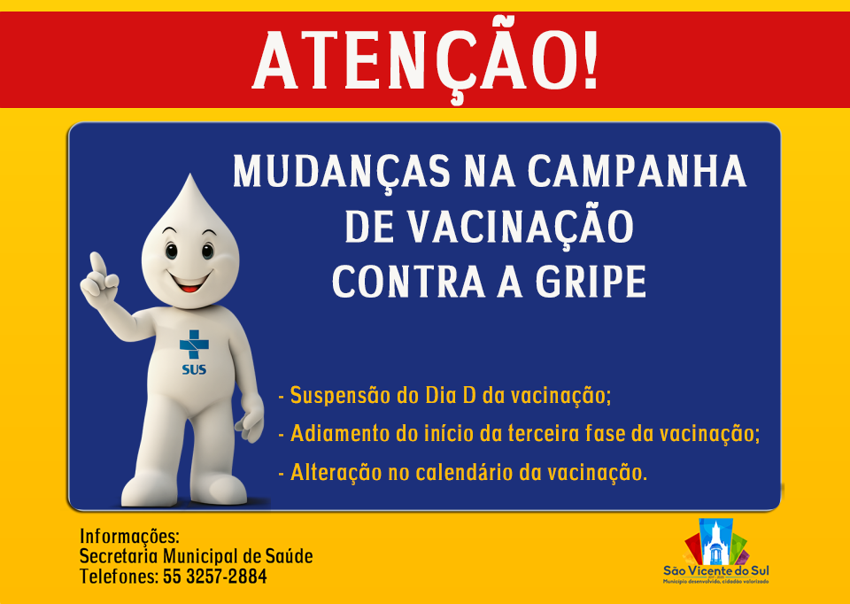 ATENÇÃO!  MUDANÇAS NA CAMPANHA DE VACINA DA INFLUENZA