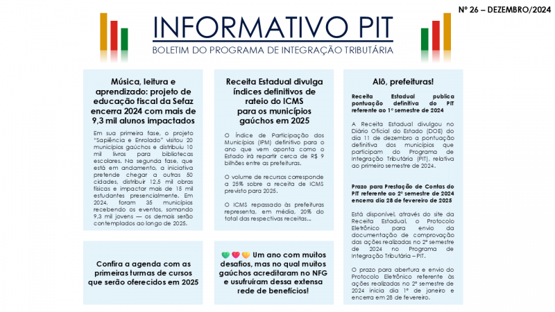 INFORMATIVO PIT Nº 26 DEZEMBRO 2024