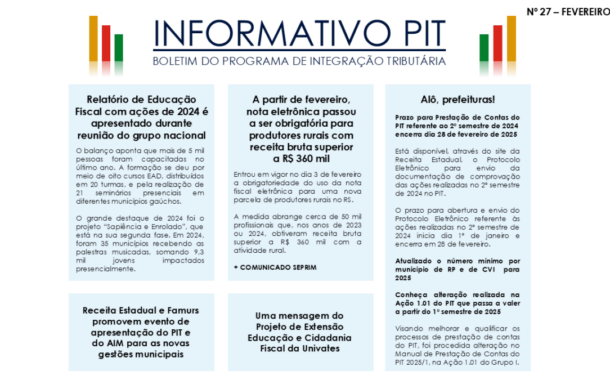 INFORMATIVO PIT Nº 27 FEVEREIRO 2025