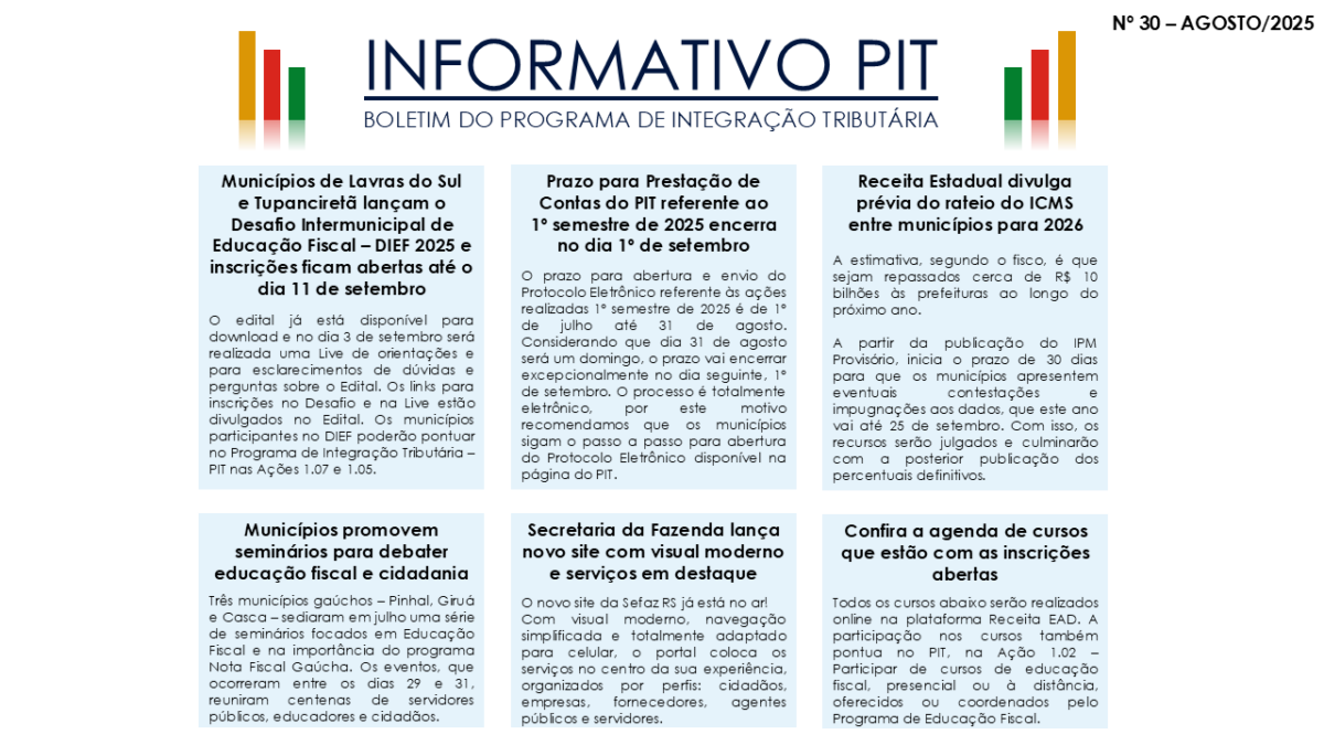INFORMATIVO PIT Nº 30 AGOSTO 2025