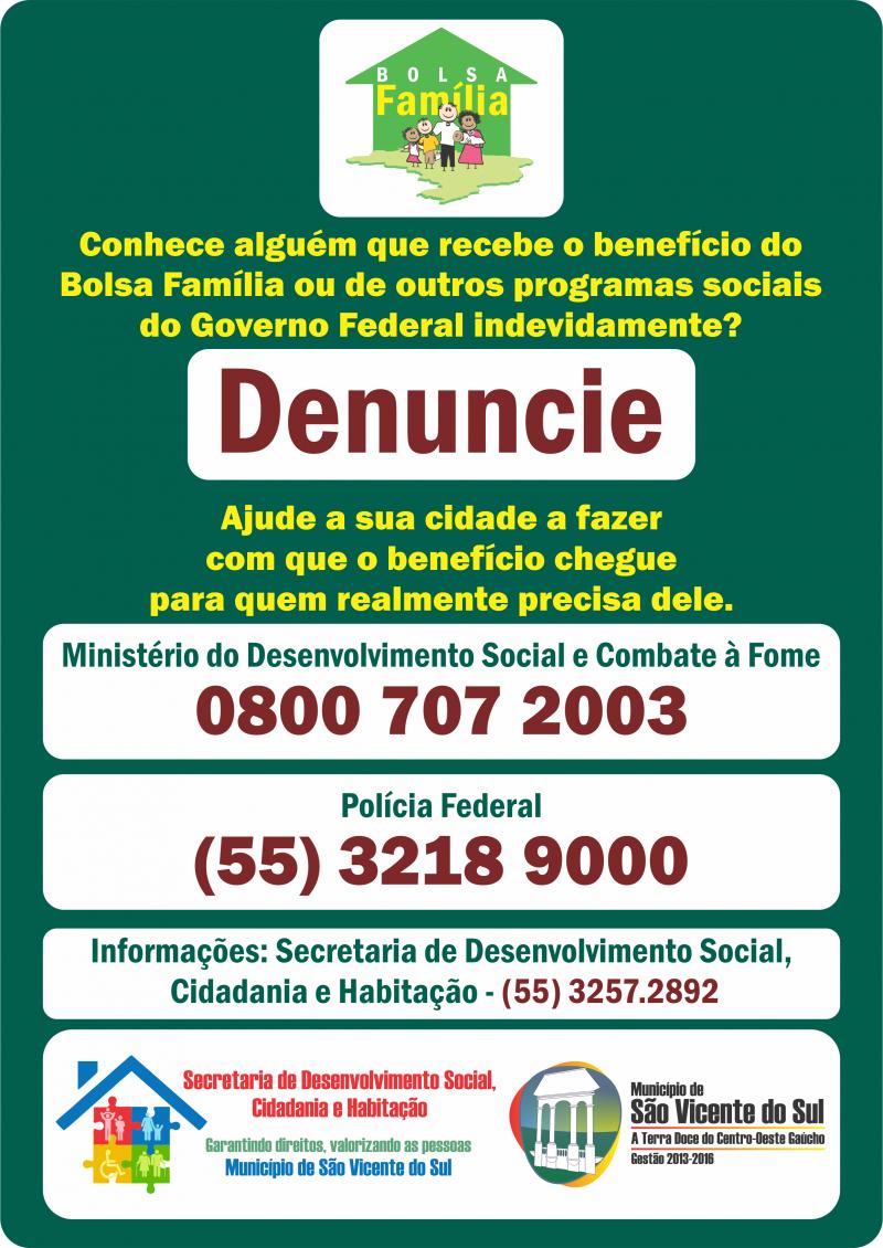 Governo Federal divulga lista dos beneficiários do Bolsa Família em São Vicente do Sul