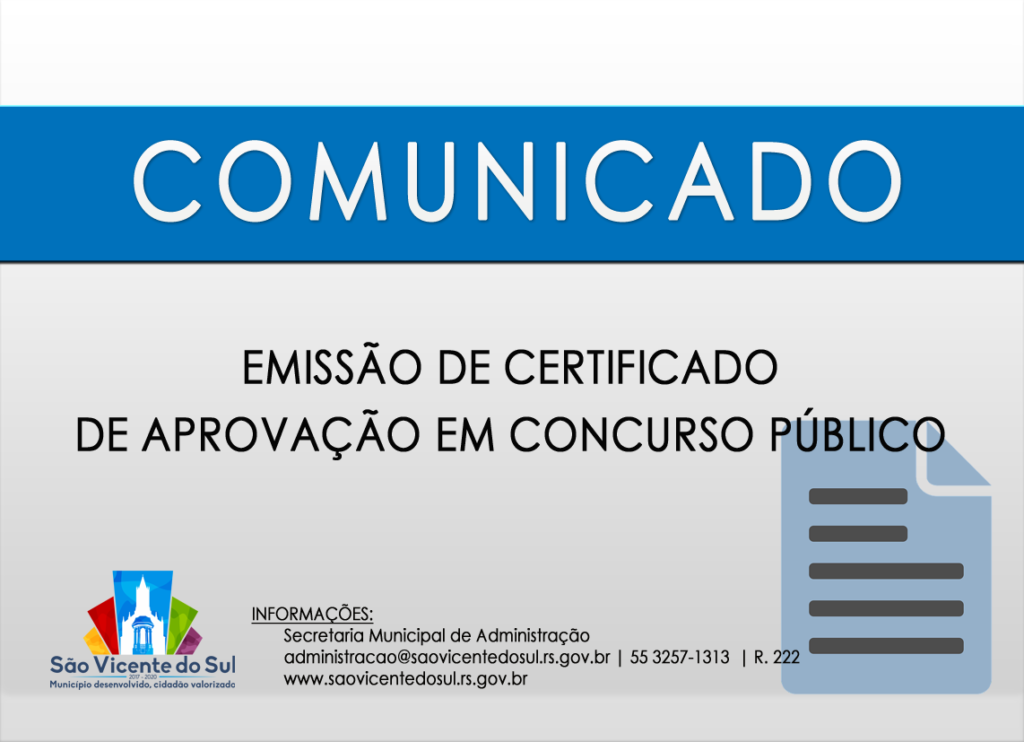 EMISSÃO DE CERTIFICADO DE APROVAÇÃO EM CONCURSO PÚBLICO | Prefeitura ...