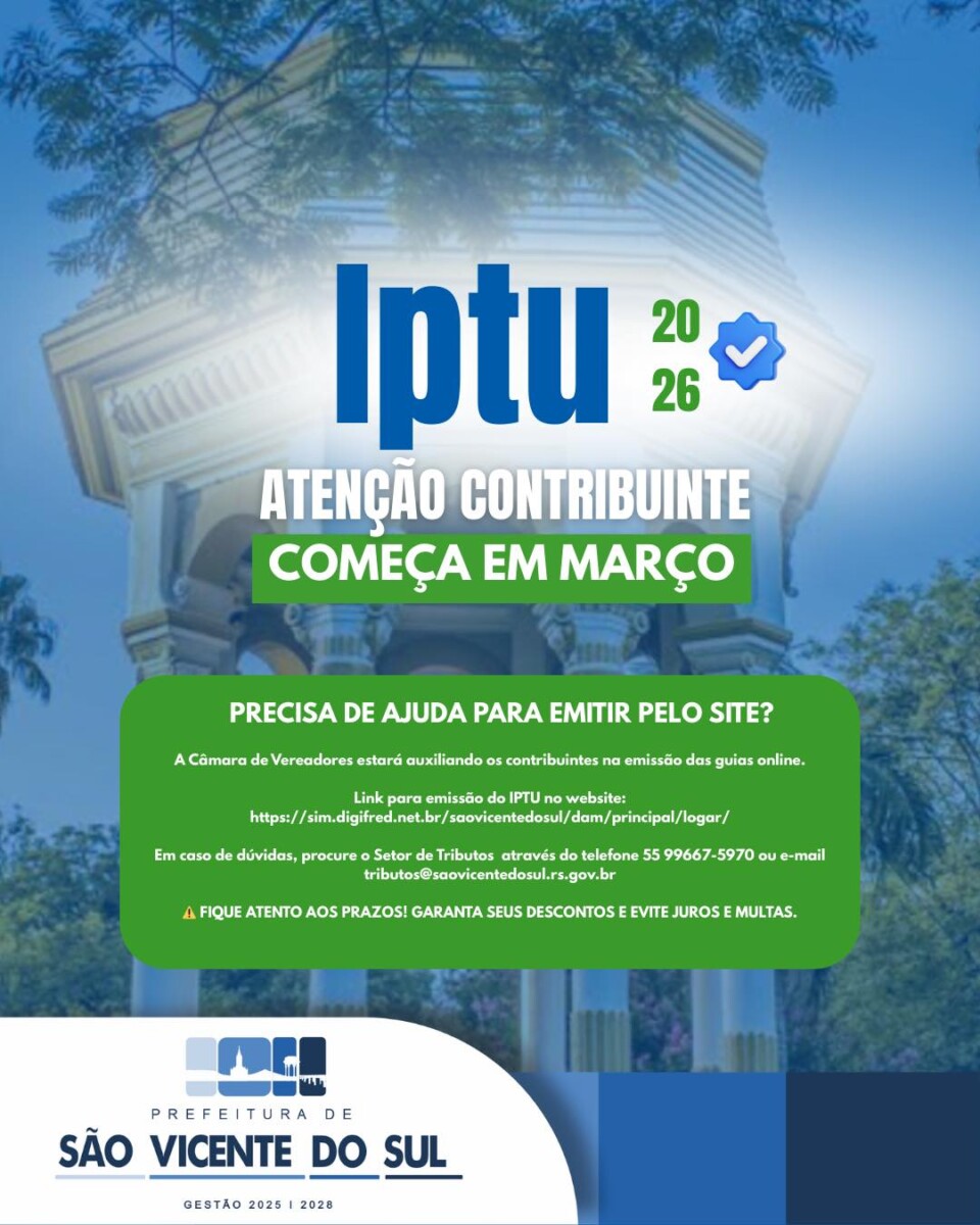 IPTU, ISS E TAXAS 2026