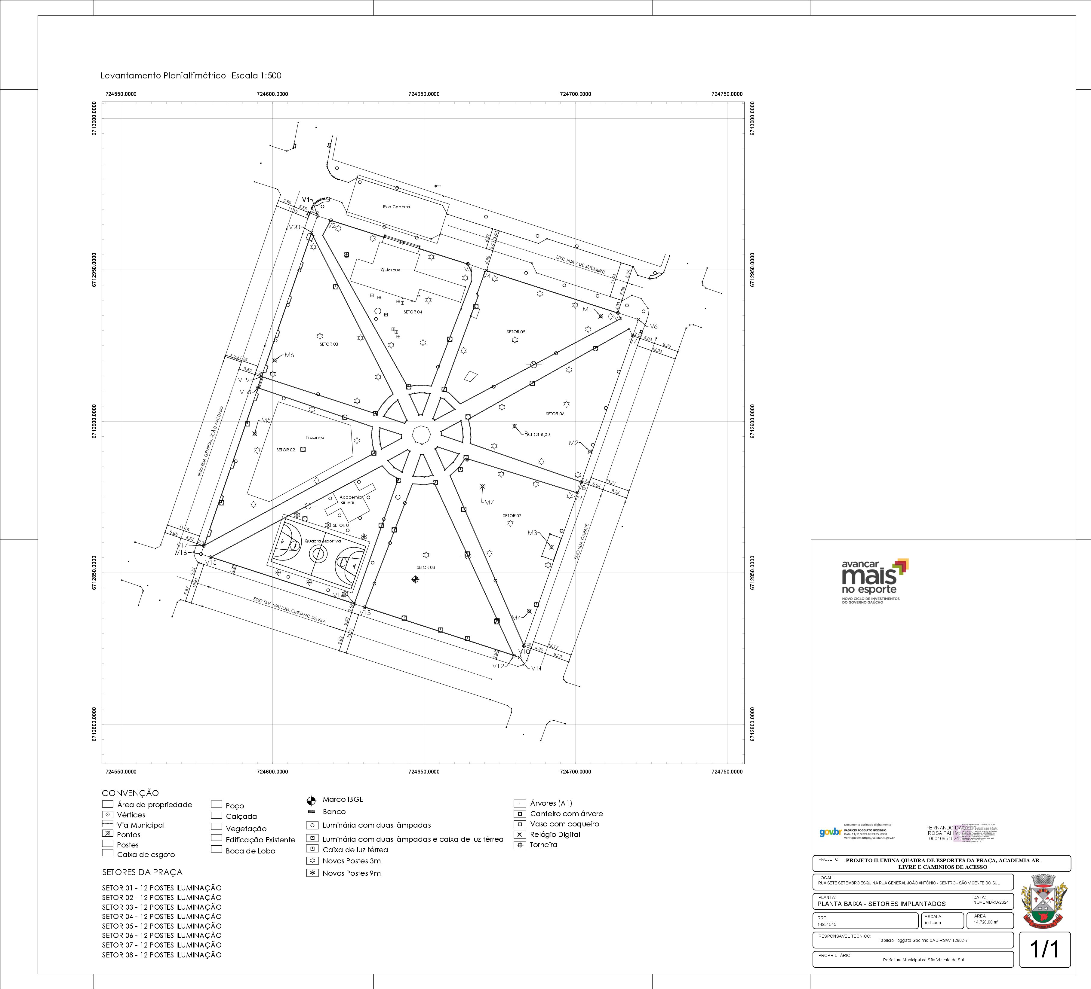 PREGÃO ELETRÔNICO UASG 988675 Nº 20/2026 – Objeto: Contratação de empresa para execução Projeto Ilumina Quadra de esportes da Praça, Academia ao ar livre e Caminhos de Acessos, recursos Edital SEL n° 3/2024 – AVANÇAR + ESPORTE: ILUMINA ESPORTE, convênio FPE nº 5410/2025 Secretaria do Esporte e Lazer do Estado do Rio Grande do Sul e contrapartida do Município de São Vicente do Sul/RS